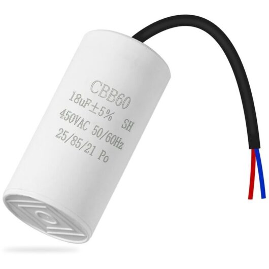 CBB60 45v 18uf 50/60HZ starting capacitor, motor capacitor, microfarad capacitor with wire