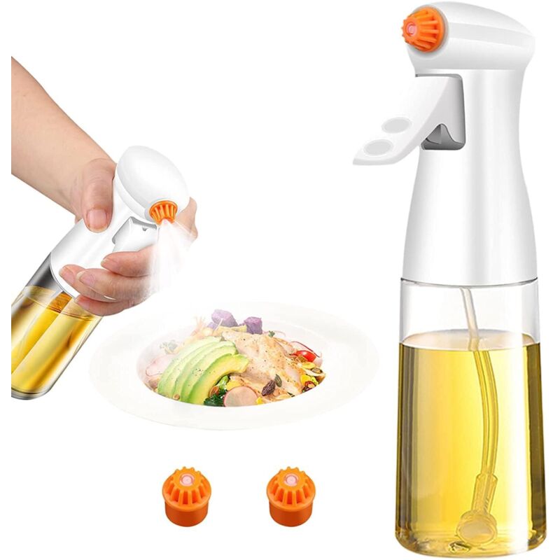 CCYKXA 200ml olive oil spray bottle with 3 nozzles, premium glass oil sprayer, air fryer oil dispenser, kitchen accessories, white
