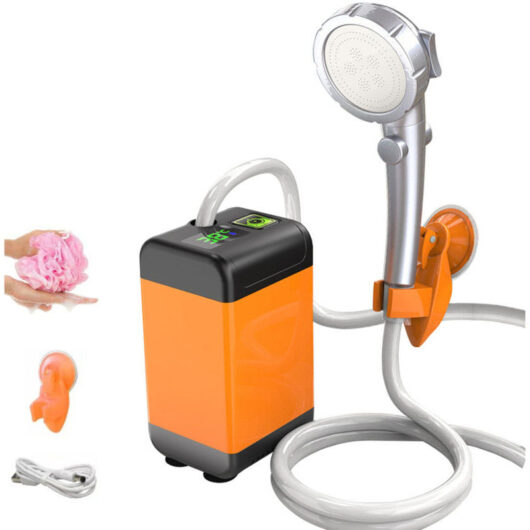 Camping Shower Kit, Portable Camping Shower, 7800mAh Rechargeable Electric Shower Pump with Intelligent Adjustable Water Temperature and Pressure for