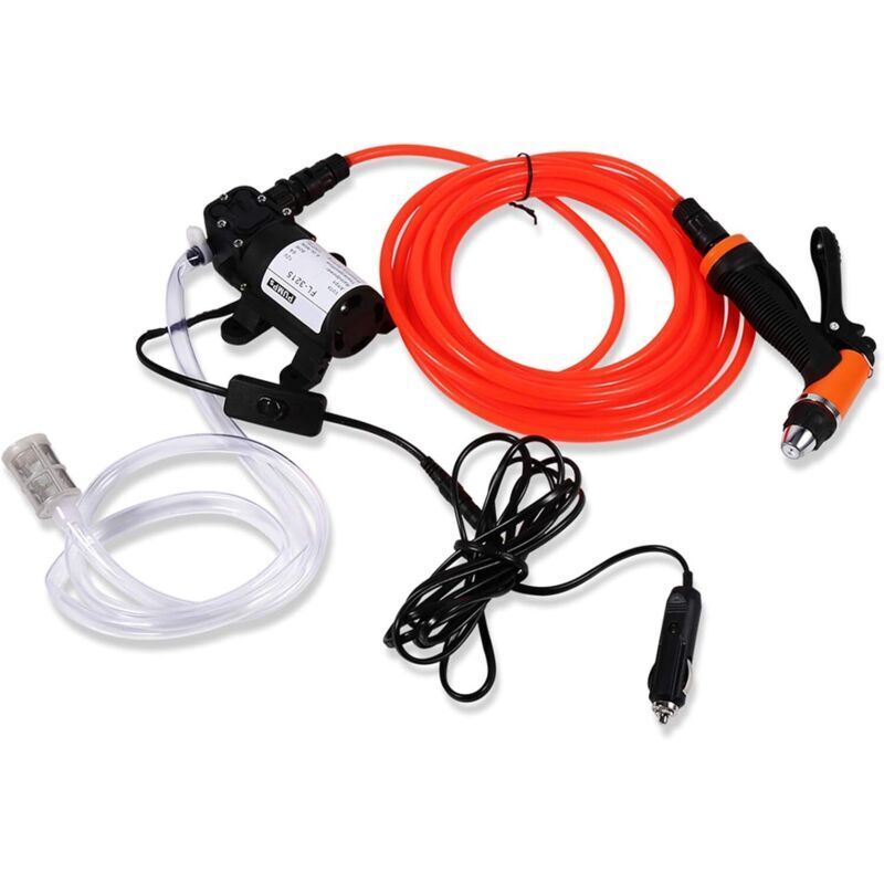 Car Wash Kit, 12V 80W 130 Psi Portable High Pressure Car Wash Machine, Water Pump, Washing Set, Spray Gun for Motorcycle, Gardening