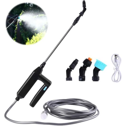Electric Sprayer, Roof Sprayer, 7.4V/1A Electric Garden Sprayer, Battery-Powered Sprayer with 3 Nozzles and 5M Hose, USB Rechargeable, for Lawn and