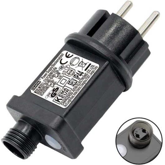Flashing LED for string lights, 31V 6W plug, 9 modes with timer function, IP44 waterproof LED transformer for garden lighting and light curtains