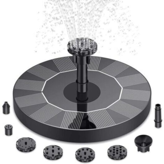 Floating Outdoor Solar Fountain Pond Solar Pump with 6 Nozzles, Solar Fountain for Gardens, Bird Baths, Ponds--TRIMEC
