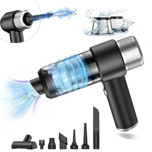 Handheld car vacuum cleaner, 2-in-1 cordless portable car vacuum and air duster with LED light