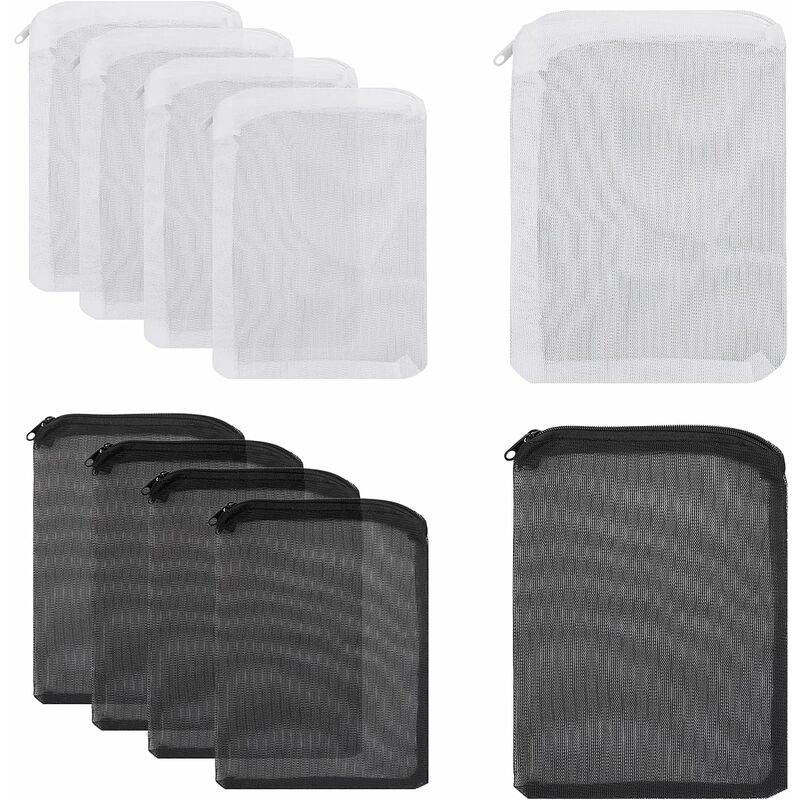 Héloise - 10 Pack Aquarium Filter Bags with Plastic Zipper - High Flow Mesh Fish Tank Filter Bags - 1mm Mesh Hole