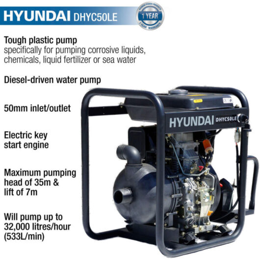 Hyundai - 50mm 2' Electric Start Diesel Chemical Water Pump