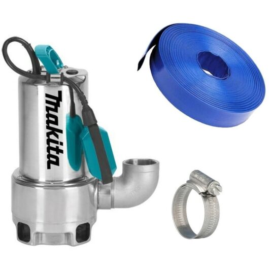 Makita PF1110 250L Submersible Electric Dirty Water Drainage Pump 1100w 10m Hose