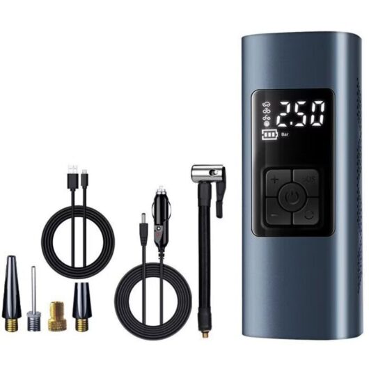Mini Portable Air Compressor Car Tire Inflator Electric Pump 150PSI Portable Bicycle Pump Cordless with Digital LCD Screen Rechargeable LED Light for