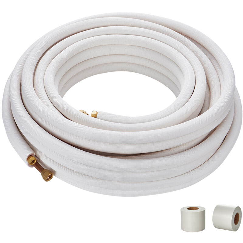 Mophorn - 15240mm Mini Split Line Set, 9.5 & 15.9mm o.d Copper Pipes Tubing with Triple-Layer Insulation for Mini Split ac Refrigerant or Heat Pump