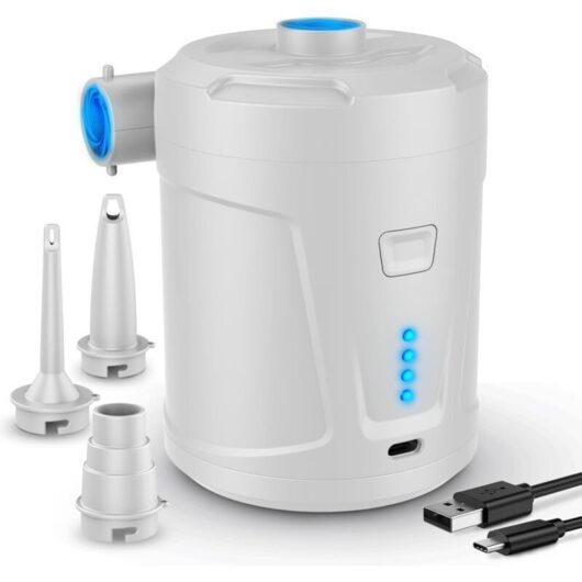 Odipie - Electric air pump, inflatable mattress inflator with 3 air nozzles, fast inflator for inflatable boat/air mattress