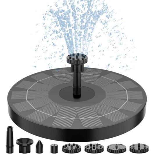 Odipie - Solar Fountain, 2.5W, Solar Garden Fountain for Outdoor Use, with 6 Nozzles for Ornamental Ponds, Pond, Garden, Outdoor Bird Fountain