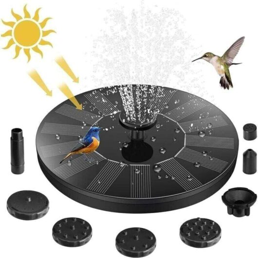 Outdoor Solar Garden Fountain, Pump with 7 Nozzles, Outdoor Bird Bath, Bird Baths, Ponds, Patio, Garden Decoration