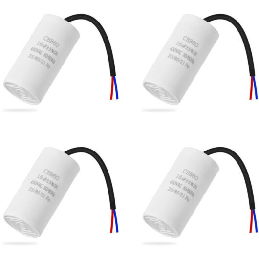 Pack of 4 CBB60 450v 16uf 50/60HZ starting capacitors, motor capacitors, microfarad capacitors with wire
