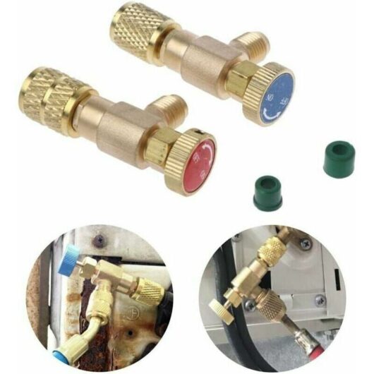 Pcs Refrigerant Filling Safety Valve Quick Coupler Air Conditioner R410A R22 Connector Adapters,
