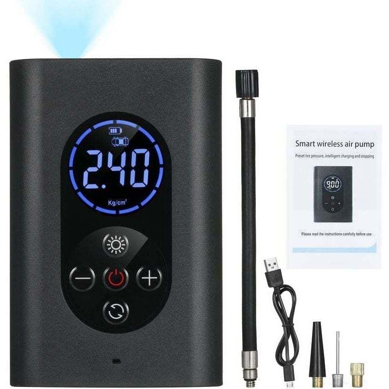 Portable 150Psi Electric Air Compressor Inflator Pump with USB, LED Pressure Gauge, Rechargeable 4000mAh Battery, and Automatic Shut-Off Power Bank