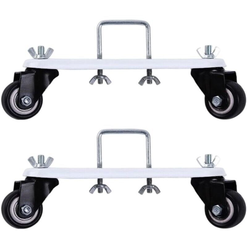 Set of 2 mobile pulley supports for oil-filled, 360° rotating electric heater frame base with wheels and brake, carbon steel support, silent wheel