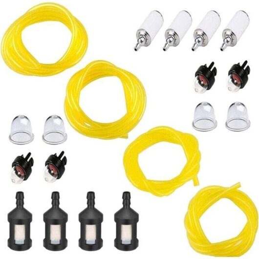 Set of 4 Lawnmower Fuel Hoses with Fuel Filter and Primer Bulb (2x3.5mm, 2.5x5mm, 3x5mm, 3x6mm) for Blower, Trimmer, Chainsaw, Brushcutter