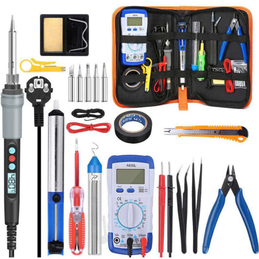 Soldering Iron Kit, 90W Precision Electric Soldering Kit with On/Off Switch, Adjustable Temperature 180-480°C, Stand with Sponge, LCD Digital Display
