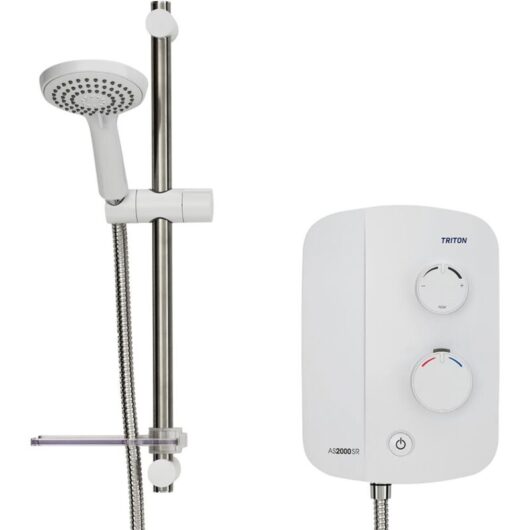 Triton TDPS200SR Silent Running Thermostatic Power Shower White & Chrome