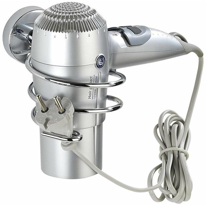 Wall-mounted hair dryer holder, part of the Capri elegant bathroom accessories series