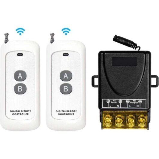 Wireless Remote Switch, AC 110V/220V/230V/240V RF Remote Control Switch, 433 MHz Wireless RF Module Receiver for Water Pump, Security Industries