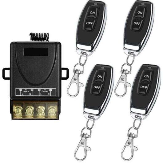 433MHz Wireless Remote Control Switch AC 220V 230V 30A Relay Receiver and 4 Transmitters Radio Control for Light Water Pump Household Appliances