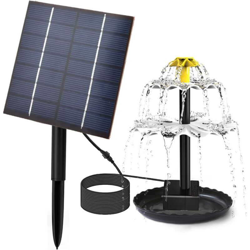 4W 3-Level Solar Fountain - Decorative Pump for Garden, Patio, Pond, and Bird Bath