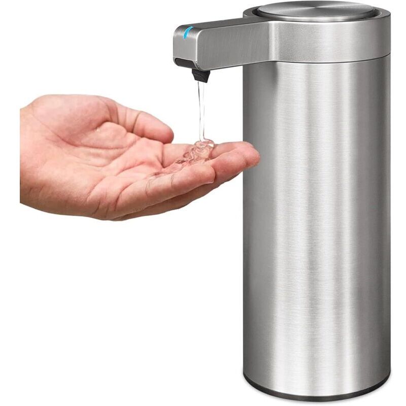 Automatic Stainless Steel Soap Dispenser with Infrared Sensor, IPX5 Waterproof Electric Soap Dispenser, USB-C Motion Rechargeable (Brushed Silver)
