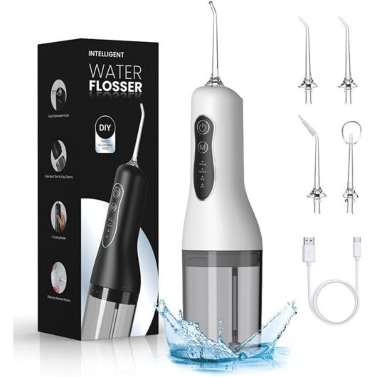Dental Water Flosser, Dental Water Flosser with 4 Modes and 4 Nozzles, Water Flossers and Irrigators, USB Rechargeable and IPX7 Waterproof, for