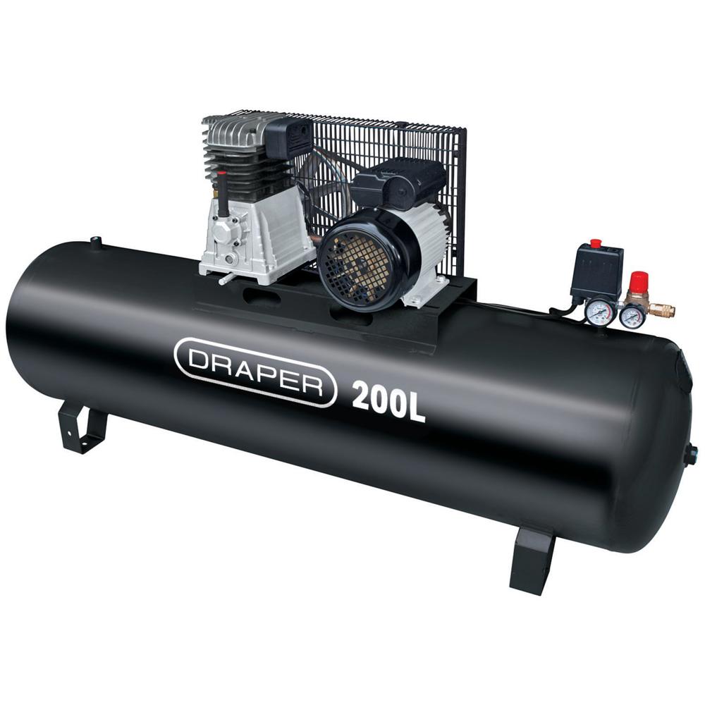 Draper DA200/369S Stationary Belt Driven Air Compressor 200 Litre 240v