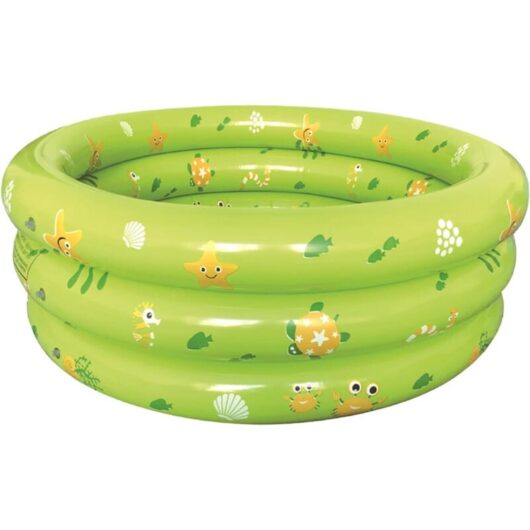 Inflatable children's pool 90 x 30 cm with bubble bottom, ideal for toddlers, the garden, summer, family outings and water trips.