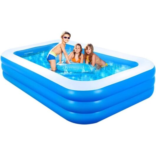 Inflatable swimming pool, suitable for children, toddlers and adults, for indoor and outdoor use, 205 × 125 × 45 cm