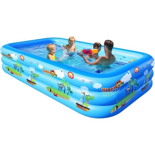 Inflatable swimming pool, three-ring pool, indoor/outdoor pool, 205 × 125 × 45 cm