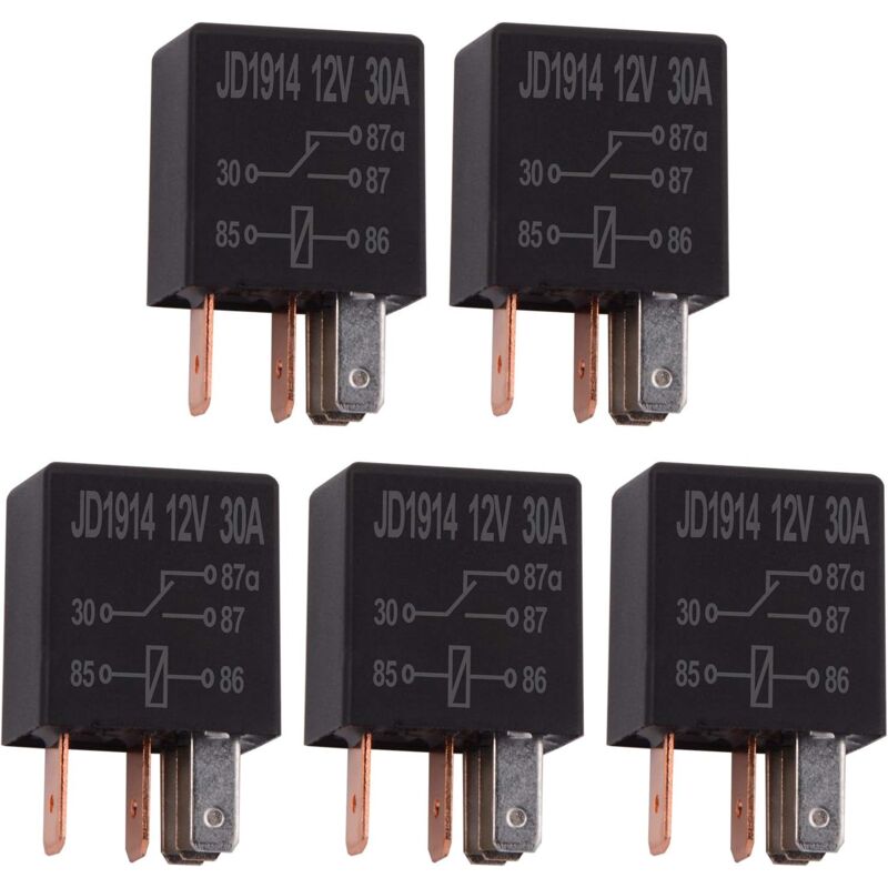Pieces Relay 12V 30A 5 Pin, spdt Multi-Purpose Relay Heavy Duty Standard Relay 5 Pin 12VDC, Car Relay