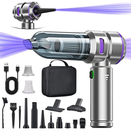 Powerful 4-in-1 Car Vacuum Cleaner 25000 PA Cordless Handheld Vacuum Cleaner 3 Speeds for Car, Kitchen, PC, Home and Pet Hair Cleaning