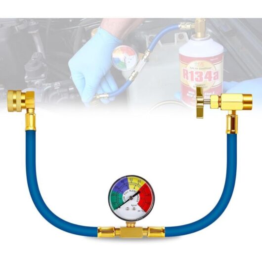 R134A Car Air Conditioning Charging Hose, Refrigerant Charging Hose for Air Conditioning with Gauge, R134A Car Air Conditioning Gas Recharge Kit (1/2