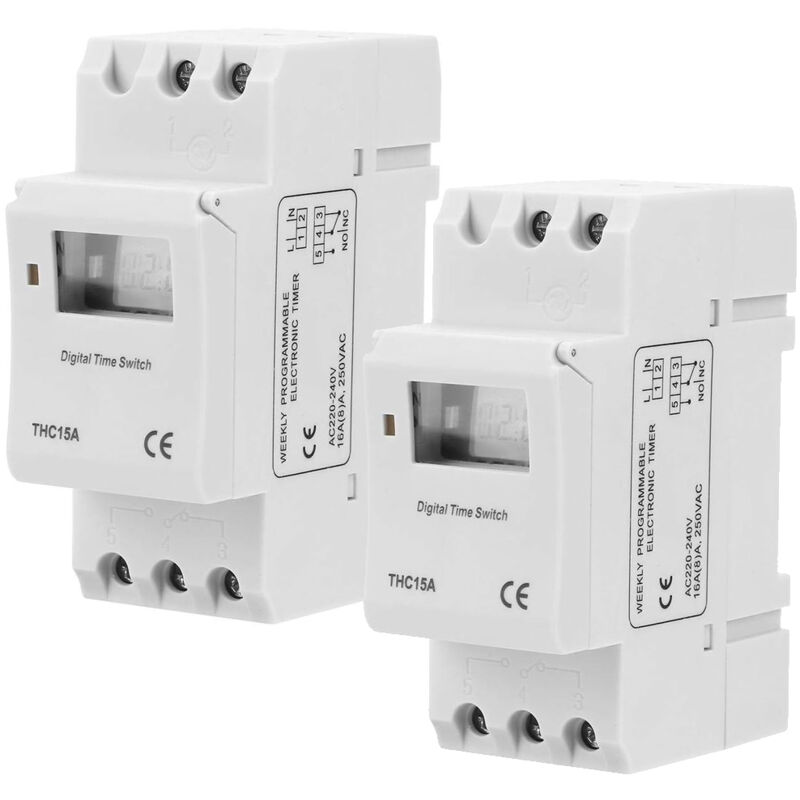 Set of 2 16A Weekly Digital Timers - Programmable Switches for Home Automation and Energy Management