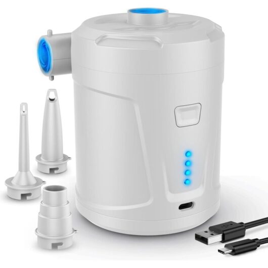 Tinor - Electric Air Pump, Inflatable Mattress Inflator with 3 Air Nozzles, Fast Inflator for Inflatable Boat/Air Mattress
