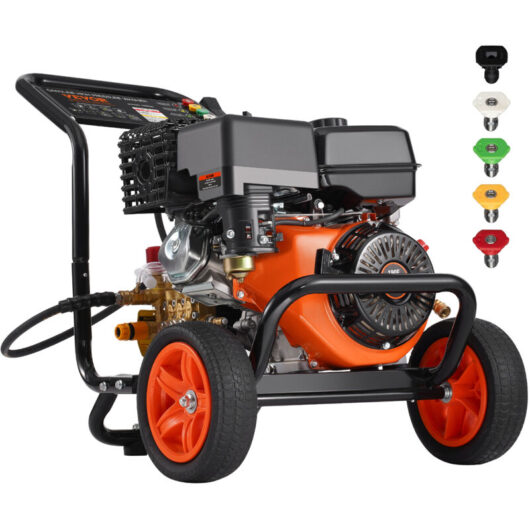 VEVOR Gas Pressure Washer, 4400 PSI 15L/min, 4 GPM Gas Powered Pressure Washer with Copper Pump, Spray Gun and Extension Wand, 5 Nozzle Set, for