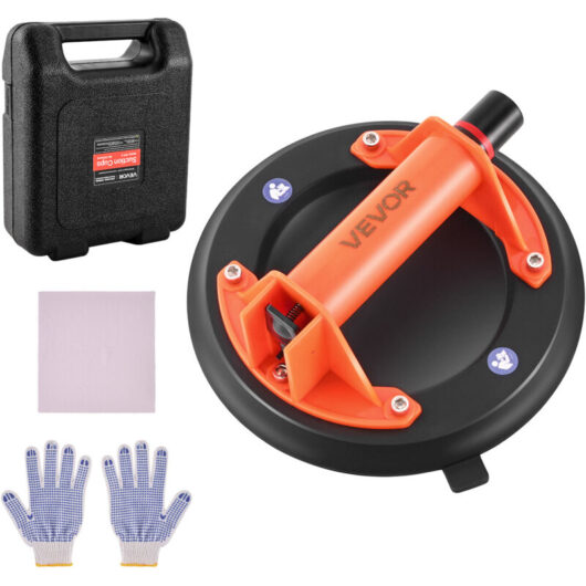VEVOR Vacuum Suction Cup, 203 mm Vacuum Glass Lifter with ABS Handle, 180 kg Max Lifting Capacity Tile Suction Cup Tool with Carrying Case for